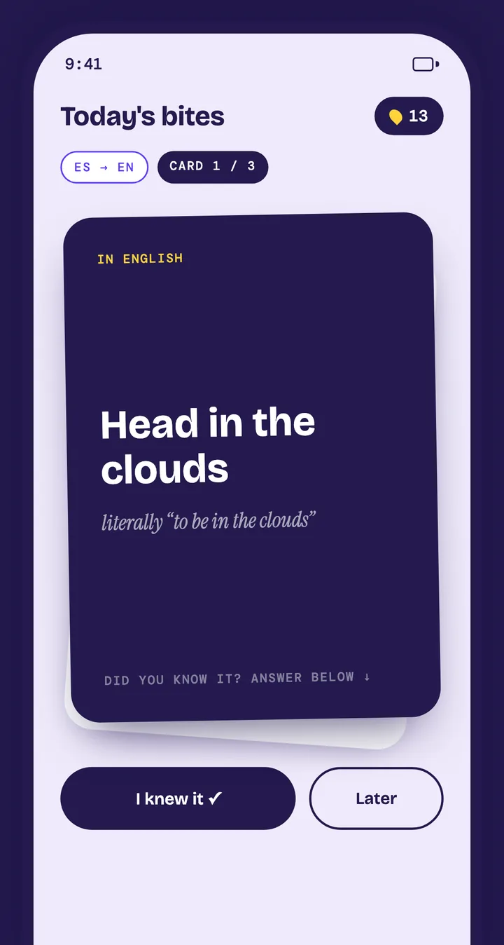 Revealed card showing Head in the clouds
